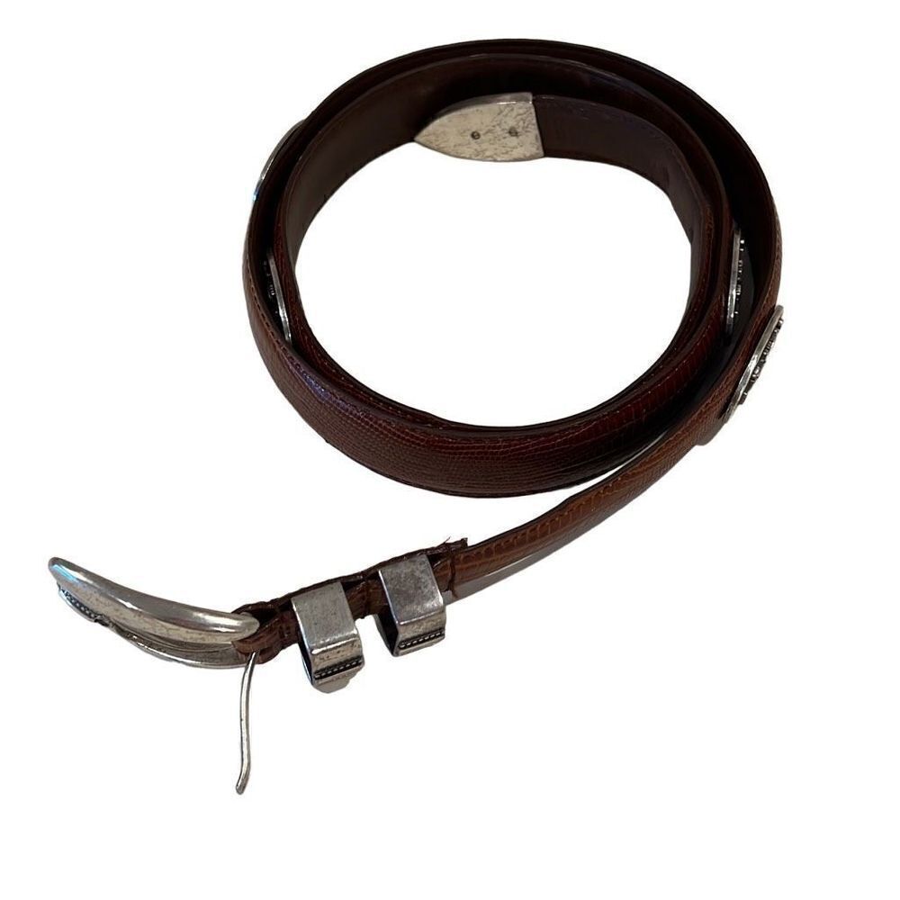 Enmon Italian Texas Leather Brown Men’s Belt Snake skin Sz.44